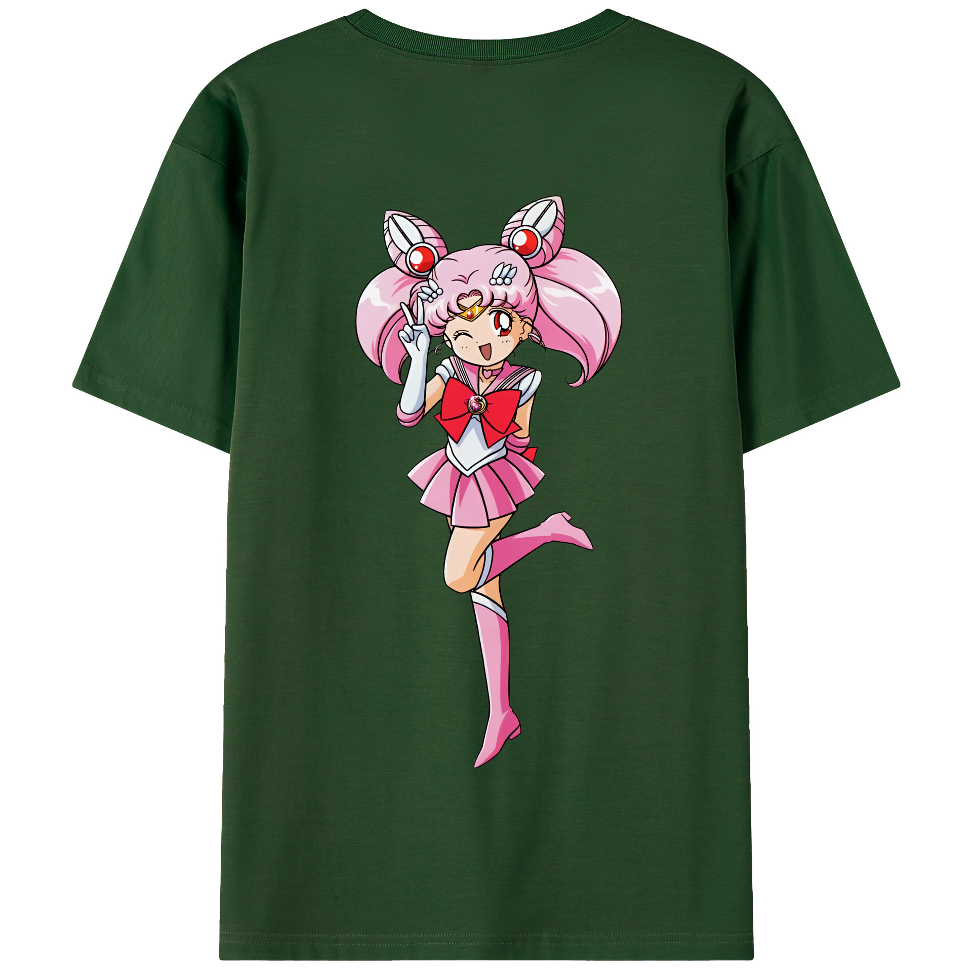 （画像用） 美少女戦士セーラームーン ちびうさ Sailor Moon Chibiusa Tsukino Usagi Small Lady Serenity 綿100％半袖Tシャツ（背面プリント）